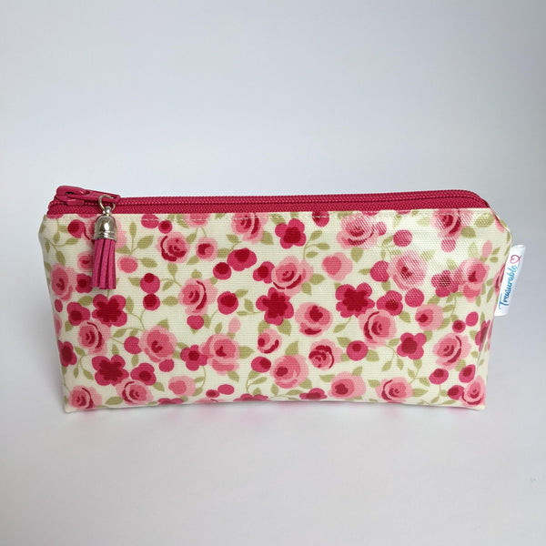 Mini Oilcloth pouch in pink floral design