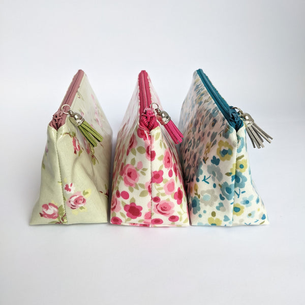 Mini Oilcloth Pouches, Wipeable, inside and out, Available in 3 designs.